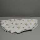 Mr. Pen- Christmas Tree Skirt 24 inches, White Faux Fur Christmas Tree Skirts with Gold Snowflakes, White Tree Skirt