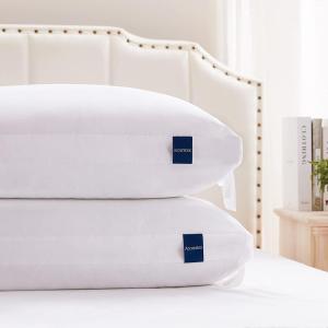 ACCURATEX Pillows Queen Size Set of 2, Hybrid Shredded Memory Foam Pillow[Adjustable Loft], Fluffy Down Alternative Fill Removable Cotton Cover, Firm Supportive Pillow for Side Back Sleepers (White)