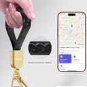TopMade Keychain, Works with Apple Find My, Premium Handmade Knit Leather Car Key Chains for Women & Men, Smart Tracker Tag, Anti-Lost Key Finder, Universal Key Fob Holder, IP67 Waterproof, Black