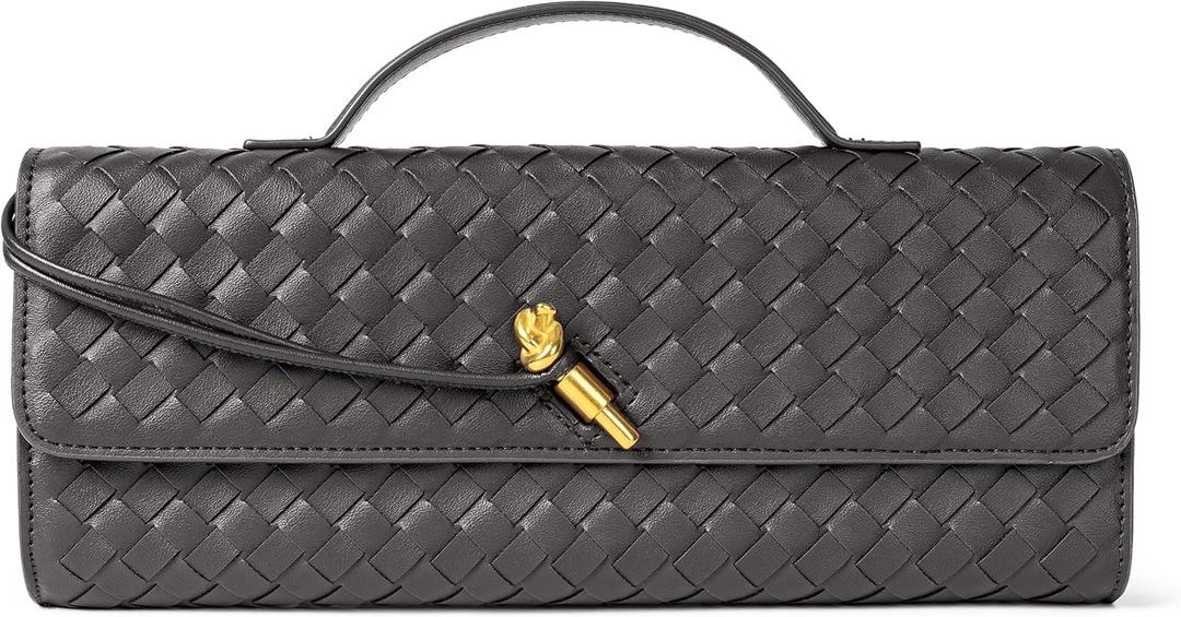 Joryin Woven Purse for Women Evening Clutch Woven Leather Handbags Crossbody Bag Purse Formal Evening Bag, Vegan Leather