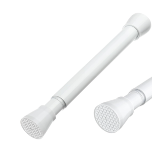 MEXAU White Tension Rod 16 To 26 Inch Spring Curtain Rod Adjustable Tension Curtain Rods No Drilling Short Tension Rod Extendable Small Spring Tension Curtain Rod for Closet Cupboard Bars Refrigerator