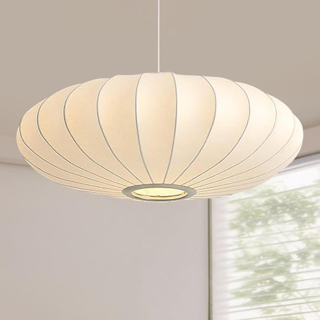23.6in Lantern Pendant Light, 3-Light Imitation Silk White Bubble Pendant Lighting Fixture, Hanging Lamp Simple Chandelier for Living Dinning Room Kitchen Island Bedroom Restaurant Cafe
