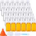 Nuogo 36 Pack 5 oz Plastic Juice Bottles Bulk with Lids Reusable Transparent Clear Drink Containers Caps Mini Bulk Beverage Water Bottle with Funnel and Brush for Juicing Milk Drinking(White Lid)