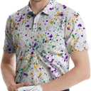 Golf Shirts for Men Funny Polo Short Sleeve Performance Moisture Wicking Quick Dry Mens Hawaiian Polo Shirt (White, XL)