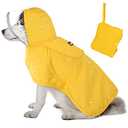 Lukovee Dog Raincoat, Adjustable Dog Rain Jacket with Clear Hooded Double Layer for Large Medium Small Dogs Puppies, Waterproof Rain Coat Poncho with Reflective Storage Pocket & Rim (Yellow, S)