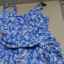 One Piece Swim Dress Swimsuits for Women Tummy Control Swimdress Skirt V Neck Bathing Suit (X-Large, Blue Floral Print)