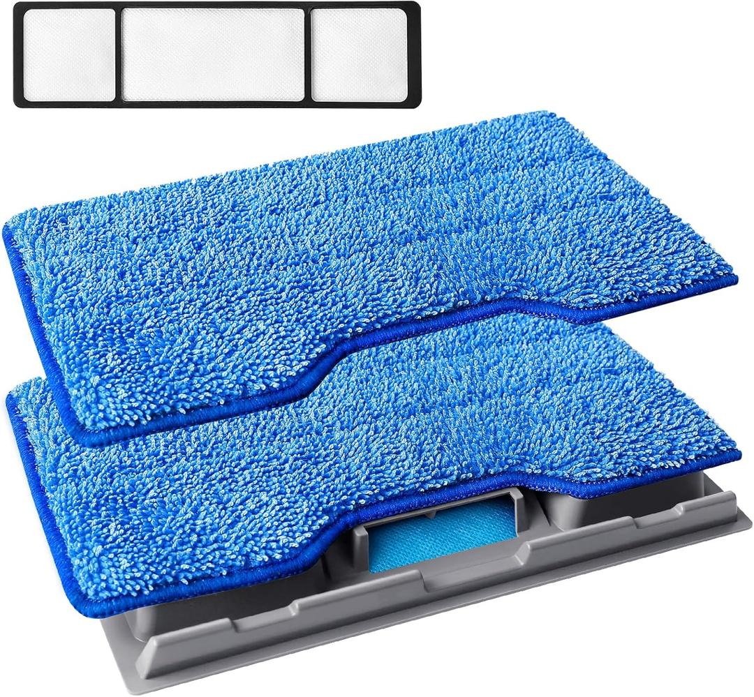 KEEPOW Reusable Mop Replacement Pads Compatible with Shark Vac Mop VM252 VM200 VM401 VM180 VM252GN VC205 VM250, Vacuum Mop Pads Refills for Hardwood Floor with Upgraded Dirt Chamber, Blue, 2+1+1 Pack