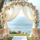 Wedding Arch Draping Fabric 28" x19FT, Sheer Chiffon Fabric Backdrop, 2 Panels Ivory Drapes for Wedding Ceremony Decor, Decorative Arch Drapery for Birthday Party Ceiling Curtain Backdrop
