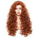 28 Inches Long Wavy Ginger Wigs for Women Auburn Natural Curly Synthetic costume Hair Wig Fox Red Fluffy Full Head Halloween Wig