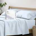 Mayfair Linen 100% Organic Cotton Sheets California King Size - 4 PC Organic Cotton Cal King Size Percale Weave Sheet Set, Soft, Cooling & Crisp, 16" Deep Pocket Hotel Quality Bedding Set - Light Blue