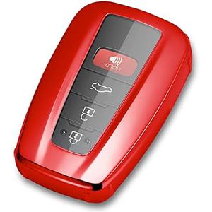 Lcyam Key Fob Cover Remote Case Protector Compatible with 2022 2023 2024 Highlander Corolla Hatchback RAV4 XLE Prius Camry Hybrid XSE Avalon Remote Key, Red