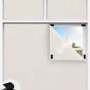 Linen Blackout Curtains for Bedroom, 70" x 58" Portable Black Out Blinds with 20 Sets Hooks & Loops Strips for 100% Blackout Window Film, Temporary Black-out Shades for Windows Cover Travel RV- Cream