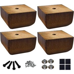 AORYVIC Sofa Legs Square Bed Feet 2 inch Wood Replacement Leg for Furniture Set of 4, Dark Brown