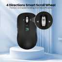 Wireless Bluetooth Mouse, 3-Device Multi-Mode (USB + 2 Bluetooth), 4-Way Metal Scroll Wheel, Adjustable DPI, Silent Click, Long Battery Life, Ergonomic Mouse for Laptop, PC, Mac, iPad (Black, 9)
