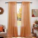 KOUFALL Fall Sheer Curtains 96 Inch Long 2 Panel Set,Autumn Decor for Home,8FT Length Floor to Ceiling for Living Room Bedroom Dark Burnt Orange