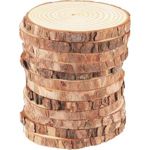 12 PCs 6.3-6.7 Inch Wood Slices for Crafts, Unfinished Wood Rounds with Bark, Round Wooden Discs Circles for Christmas Ornaments Wedding Rustic Decoration DIY Handcrafts Arts