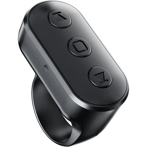 Wireless Ring Remote for iPhone Android Camera with Zoom. Phone Front/Rear Camera Flip Shutter, Must Have Selfie Accessories for Content Creator Tiktok YouTube Photo Video Recording (Black)