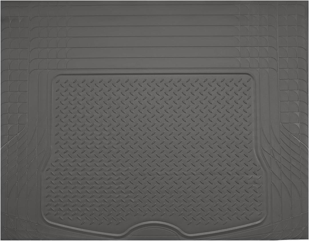 PIC AUTO Heavy Duty Cargo Liner, Trimmable All-Weather Rubber Trunk Mat for Cars, SUVs, Vans & Trucks, Anti-Slip Backing, Durable Protection, Large, Gray