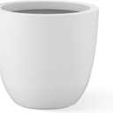 Kante 10 Inch Dia Round Concrete Planter, Indoor Outdoor Large Plant Pot with Drainage Hole and Rubber Plug for Home Patio Garden, Pure White