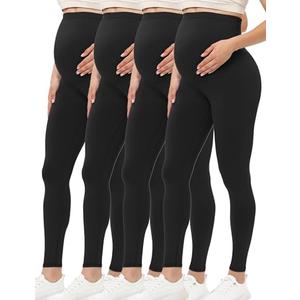 Buttergene Women's Maternity Leggings over the Belly Pregnancy Active Wear Workout Yoga Tights Pants, Pack 4, S