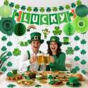St. Patricks Day 20ct Party Decorations Supplies Kits, Green Shamrock Garland Banner with Hanging Swirls Paper Fans Lantern