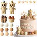 13 PCS Bear Cake Toppers Bear Cake Decor Cake Toppers Bear Birthday Party Decor Baby Bear Cake Topper Ball for Boy Girl Baby Shower Birthday Party