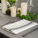 Restaurantware-18.5 x 22.75 Inch Bistro Napkins, 10 Tightly Woven Restaurant Cloth Napkins - Machine Washable, Durable, White With Black Stripes, Polyester Dinner Napkins, Restaurant Quality, Soft