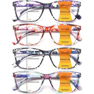 Progressive Multifocus Reading Glasses for Women, Pattern Print Blue Light Block Stylish Ladies Computer Readers 2.0