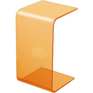 Acrylic End Table, C-Shape Acrylic Side Table Small Simple Clear Side Table Modern Coffee Tables for Living Room, Bedroom | 25.6" L X 11.8" W X 11.8" H (Orange)