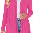 Uvog Women's Draped Front Open Cardigan Casual Long Sleeve Lightweight Cardigans Sweaters Duster (Pink, L)