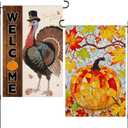2 x Thanksgiving Garden Flag,Fall Yard Flags for Outside,with Different Designs on Each Side, Harvest Flag for Porch Balcony Outdoor Decor