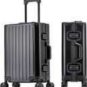 YYW 100% Full Aluminum Carry On Luggage, Airline Approved Hardside Suitcase with Silent Wheels Ideal, TSA Lock, Zipperless Suitcase for Business (Black, 20-Inch)