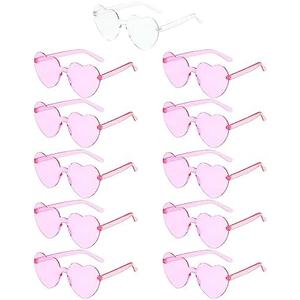 22 Pairs Heart Shaped Glasses Rimless Frameless Sunglasses Transparent Tinted Eyewear, 2 Bride + 20 Team Bride Glasses Bachelorette/Wedding Party Bridal Shower Party Favours Photo Booth Props