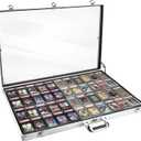 Silver Large 34"x22" Aluminum Show Card Display Case, Lockable Trading Card Display Case with Handle, Sports Card/TCG/Jewelry Display Box Silver