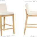 Nathan James Gracie Modern Counter Height Bar Stool with Back, Counter Stool Upholstered Chair with Natural Textured Linen and Brushed Wooden Legs, Cream Boucle/Light Brown, Counter Height - Single