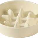 Havniva Ceramic 0.9 Cup Dog Bowl Slow Feeder, 6.1inch Slow Pet Food Dish for Small Dog and Cat, Stop Bloat, Preventing Choking(Single Bowl, Light Yellow)