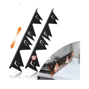 Stainless Steel Stove Gap Covers,Stove Gap Filler, Range Trim Kit, Stove Gap Guards, Heat Resistant and Easy to Clean, Easy retractable Length 13.8" to 27.5", Width 0.79",Black(2PCS)
