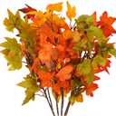 6Pcs Artificial Maple Leaves Branches, Fake Fall Leaves Stems for Autumn Thanksgiving Decor Table Centerpieces Decoration