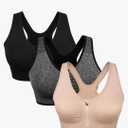 Women's Zip Front Sports Bra Wireless Post-Surgery Bra Active Yoga Sports Bras Large