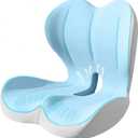 Seat Cushion for Office Chair and Car, Lumbar Support Pillow for Office Chair, Memory Foam Ergonomic Seat Cushion for Long Sitting, Back & Tailbone Pain, Sciatica - Blue & Gray