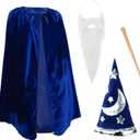 Tigerdoe Wizard Costume for Kids 4 PC Set - Wizard Hat, Cloak, Beard and Wand  Wizard Accessories