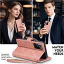 Compatible with Samsung Galaxy Note 20 Ultra 5G Wallet Case with Card Holder RFID Blocking Zipper PU Leather Case Flip Protective Cover Wrist Strap Credit Card Slots Men Women,Rose Gold