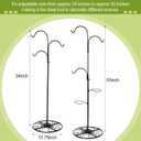 Blulu 34-55 Inch Adjustable Black Iron Shepherd Hook with Base Indoor Outdoor Hanging Plant Stand Wind Chime Stand Bird Feeder Flower Basket for Garden Plants Weddings Event Home Christmas Decor