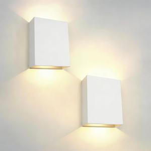 KICAAO LED Wall Sconces Set of Two, 12W Modern Wall Lamp, White Up Down Wall Mount Lights for Living Room Hallway Bedroom Decor, Hardwired Aluminum Wall lamp (White 3000K)