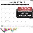 Gannyfer Desk Calendar 2026, Large 2026 Desk Calendar 22" x 17", Use Now to March 2027, 18 Monthly Academic Desktop Calendar 2026 with To-Do List, 2026 Calendar for Office, School, Home(6 Stickers) (Black)