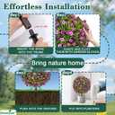 Artificial Purple Rose Topiary Ball Trees with Ground Spike Set of 2, Faux Boxwoods for Outdoor Planters, UV Resistant Artificial Outdoor Plants for Porch, Fake Bushes Round Shrub