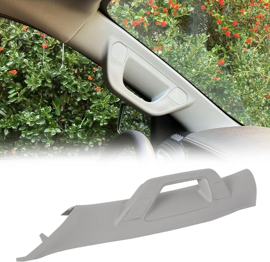 ECOTRIC A Pillar Grab Handle Assist Panel Compatible with 2014-2019 Chevy Silverado GMC Sierra Grab Bar Gray Left Driver Side Replacement for 23285089 23285090