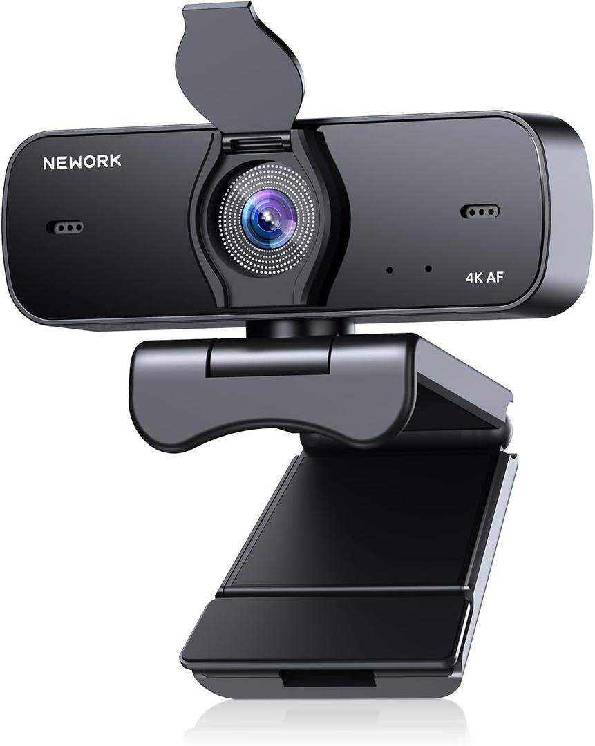 4K Webcam for PC with Sony Sensor, Auto Focus & Privacy Cover, Ultra HD 4K Streaming Camera, 2 Noise-Cancelling Mics, USB Plug & Play, 77 FOV, Web Camera for Zoom, Skype, Teams, Video Calling