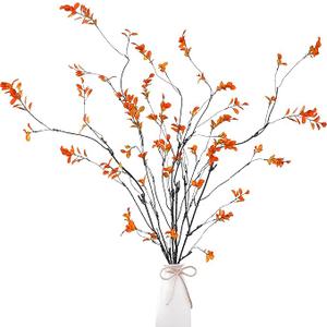 Sggvecsy 47.2’’ 4Pcs Fall Artificial Ficus Branches Artificial Fall Stems Faux Ficus Twig Plants Fake Leaf Fall Eucalyptus Branches for Thanksgiving Autumn Home Office Wedding Vase Filler Decoration