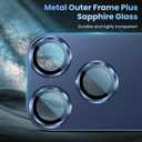 Uyiton Compatible with iPhone 17 Pro Max Camera Lens Protector - [Not Easy to Break][Strong Adsorption][Case-Friendly] Metal Tempered Glass Rear Camera Screen Cover - Deep Blue